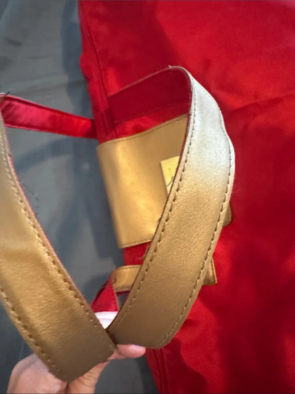 Liz Claiborne Red Nylon Tote with Gold Accents